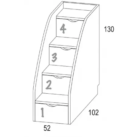 ESCALERA DE CAJONES JUVENIL CON GUIA METALICA