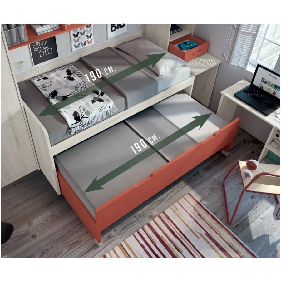 COMPACTO DOS CAMAS 90X190 CON CAJONES