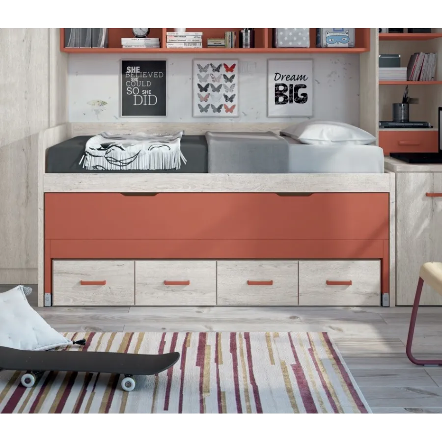 COMPACTO DOS CAMAS 105X190 CON CAJONES