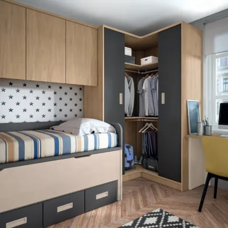 COMPOSICIÓN JUVENIL ARMARIO CORREDERA ESQUINA