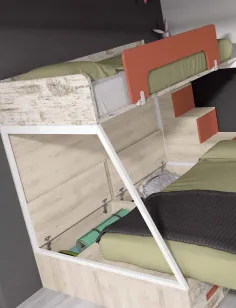 Litera con cama de matrimonio y cajones de cierre amortiguado 2