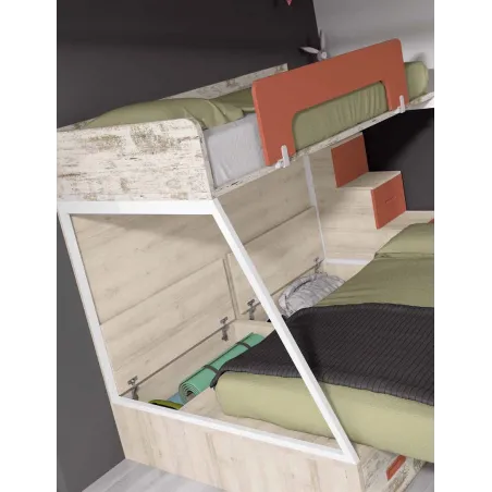 Litera con cama de matrimonio y cajones de cierre amortiguado