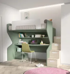 Litera con escritorio y cajonera