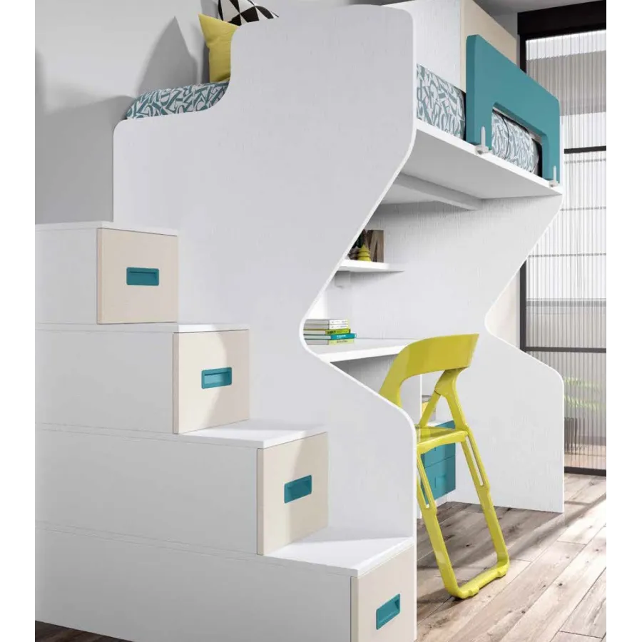 Litera con escritorio y cajonera