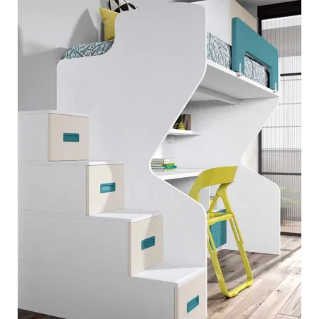 Litera con escritorio y cajonera