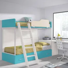 Litera con cama de matrimonio y cajones de cierre amortiguado