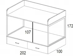 Litera con cama de matrimonio y cajones de cierre amortiguado 2