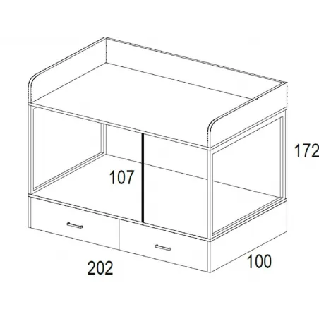 Litera con cama de matrimonio y cajones de cierre amortiguado