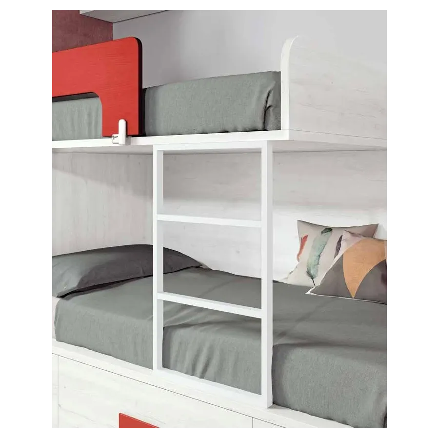 Litera con cama de matrimonio y cajones de cierre amortiguado