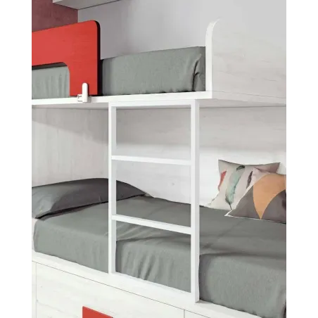 Litera con cama de matrimonio y cajones de cierre amortiguado