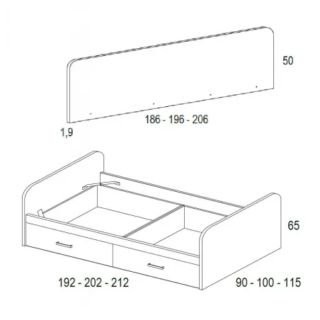 Nido con trasera alta y cajones de ruedas