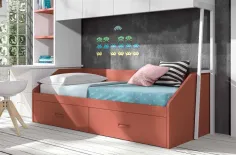 Sofá nido con cajones de ruedas