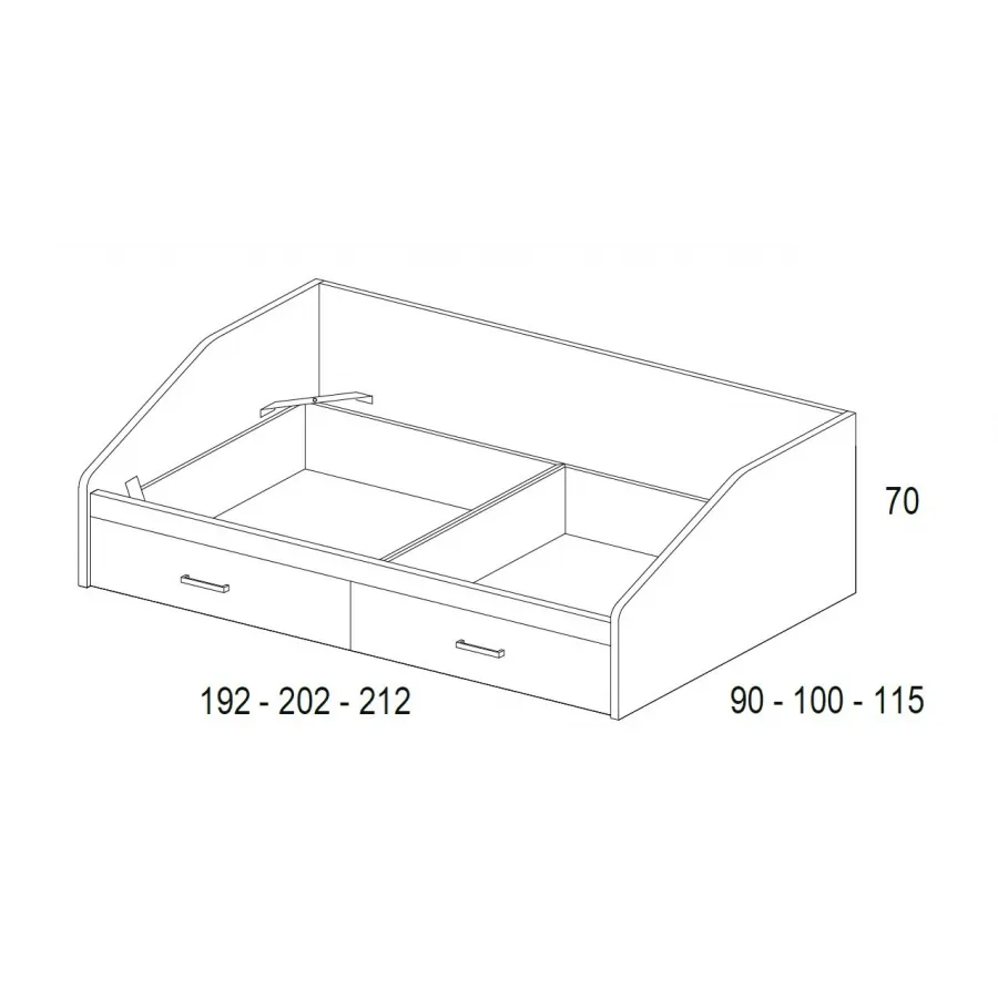 Sofá nido con cajones de ruedas