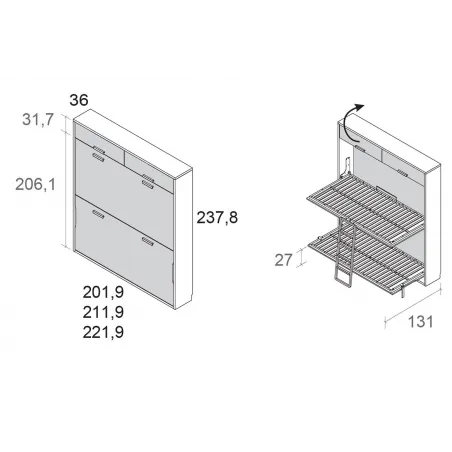 Litera abatible con altillo Muebles Ros en Mueblesguadalhorce.es