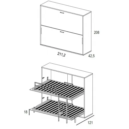 Litera abatible WT horizontal fondo 42,5