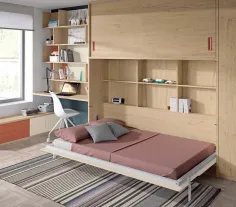 Cama abatible matrimonial con armario corredero