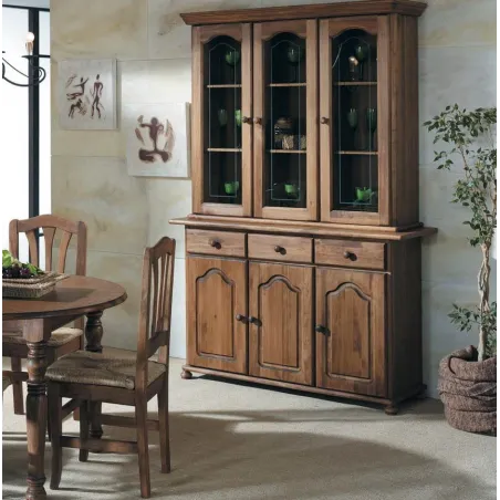 VAJILLERO MADERA MACIZA PROVENZAL EN MUEBLESGUADALHORCE.ES