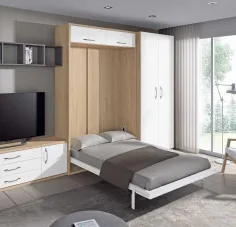 Cama abatible matrimonial con altillo