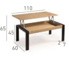 Mesa centro Tema melamina elevable a 65 cm. 2