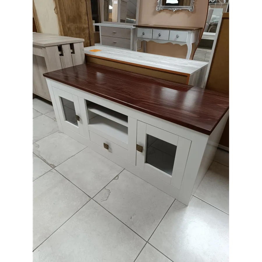 Mesa TV nogal y blanco 140 cm. última unidad
