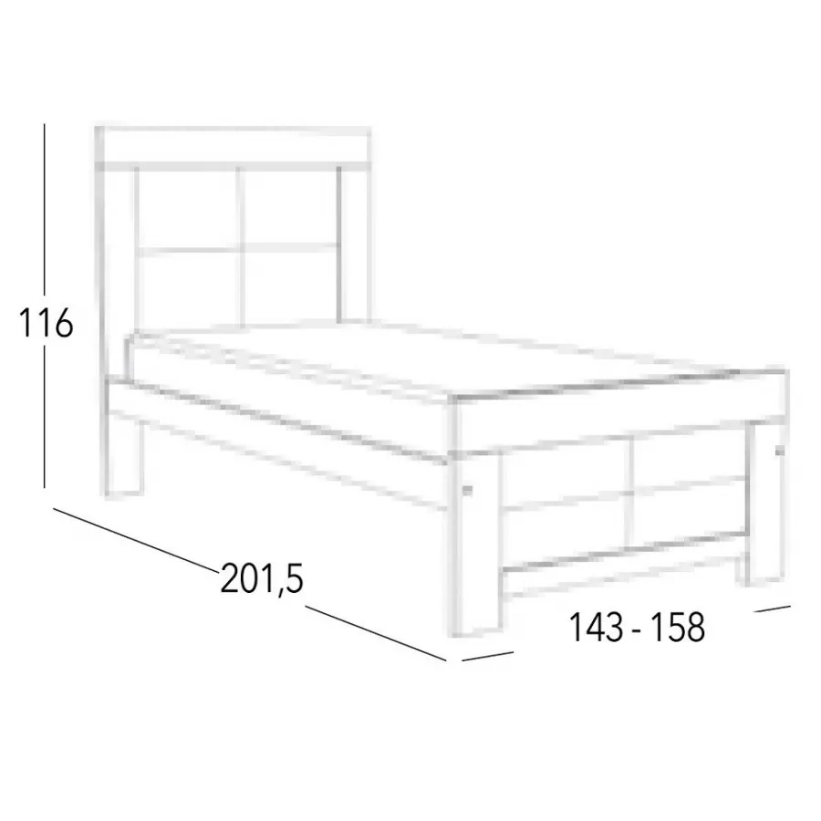 Cama matrimonio madera maciza Plafón Aguas 135