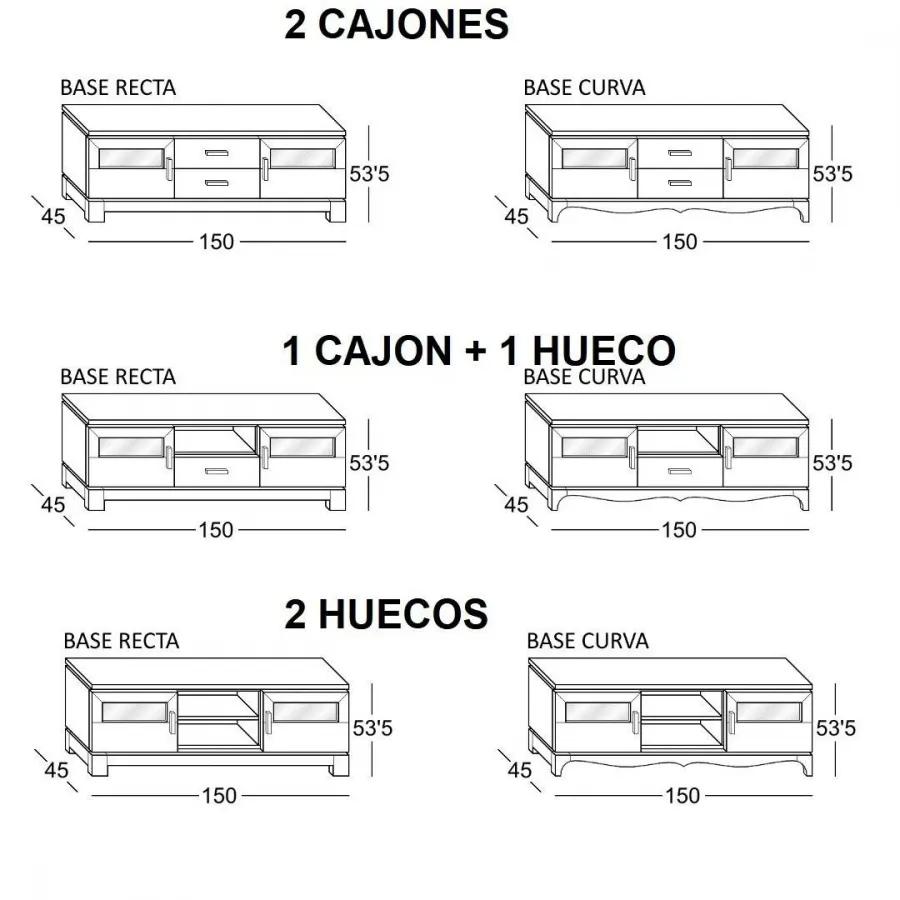 Mesa tv contemporáneo 2P1C1H en Mueblesguadalhorce.es