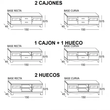 Mesa tv 2P2H contemporáneo en Mueblesguadalhorce.es
