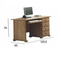 Mesa de estudio colonial modelo Maya en madera maciza 2