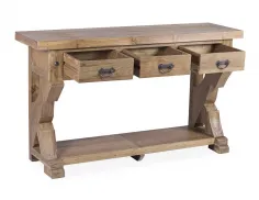 Consola madera de Teka 3 cajones 2