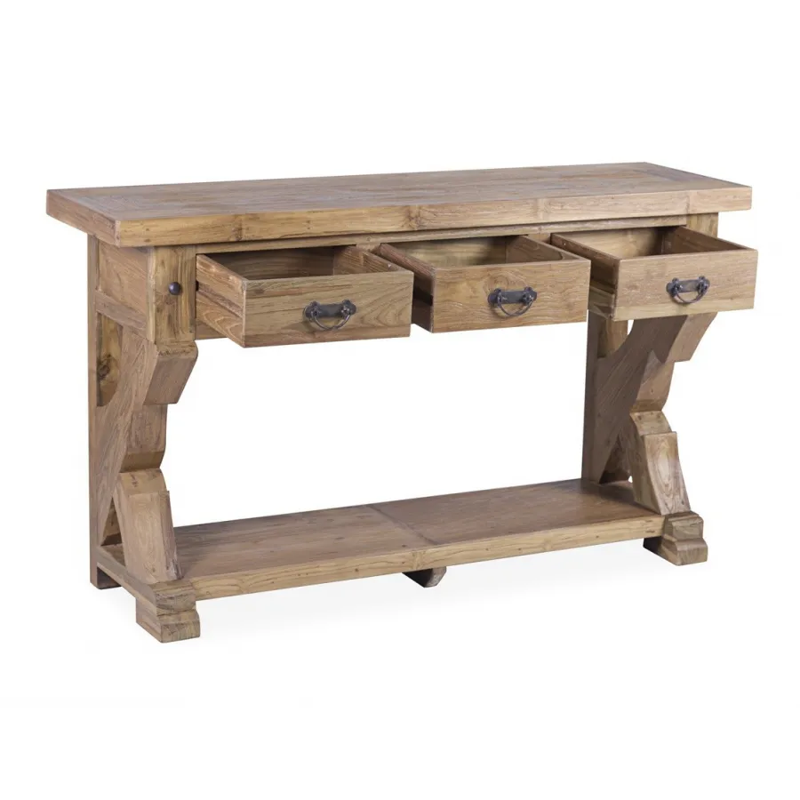 Consola madera de Teka 3 cajones