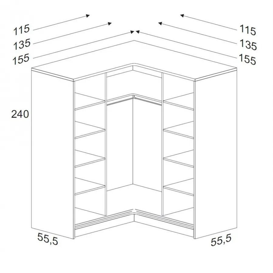 Armario rincón corredera varias medidas altura 240