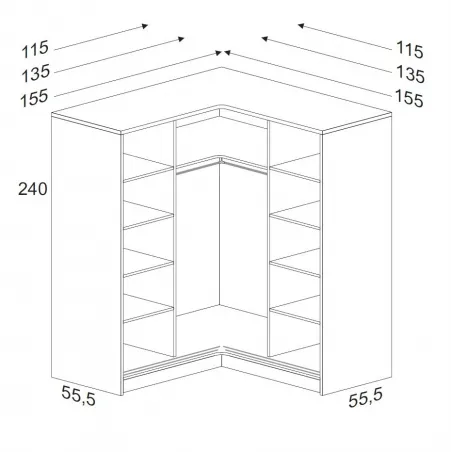 Armario rincón corredera varias medidas altura 240