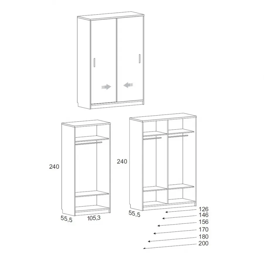 Armario corredera varias medidas altura 240