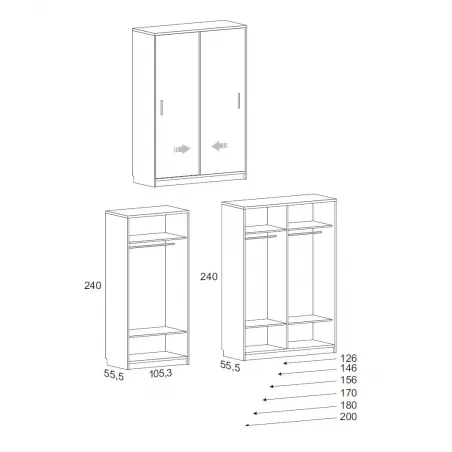 Armario corredera varias medidas altura 240