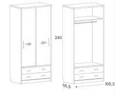 Armario corredera 2 cajones vistos 2