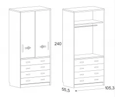 Armario corredera cuatro cajones vistos 2