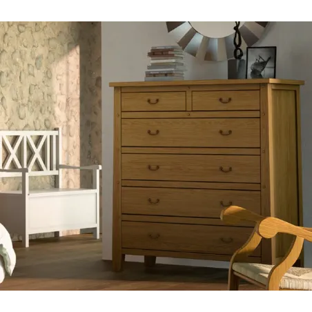 COMODA RUSTICA 6 CAJONES MADERA MACIZA