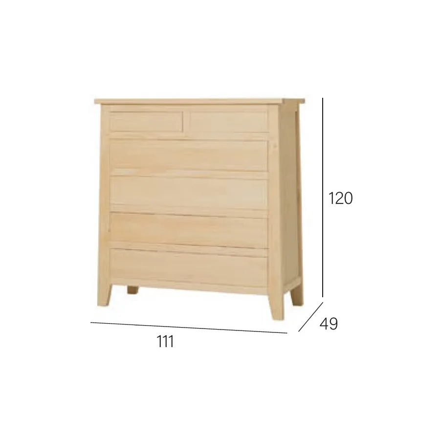 COMODA RUSTICA 6 CAJONES MADERA MACIZA