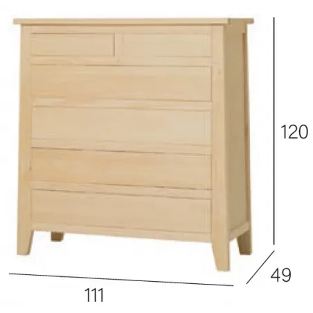 COMODA RUSTICA 6 CAJONES MADERA MACIZA