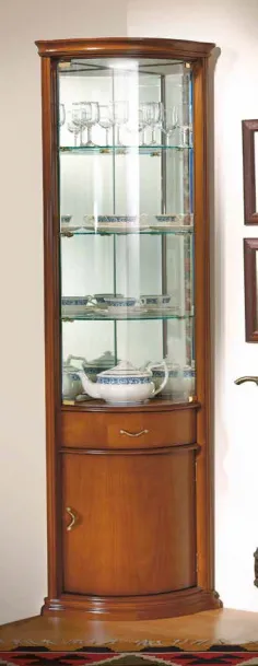 Vitrina rincón ancha madera cerezo