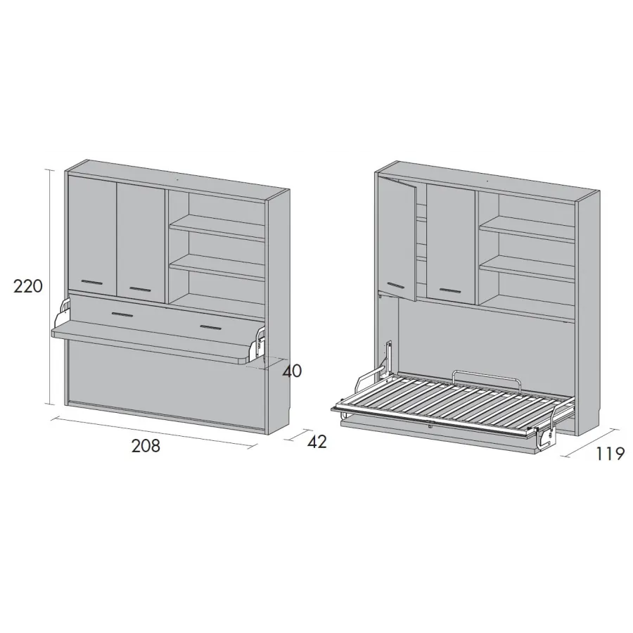 Cama abatible con escritorio y armario en MuebleDescanso El Viso Málaga