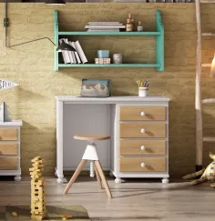 Mesa de estudio colonial 022pr en madera maciza