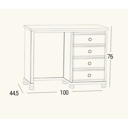 Mesa de estudio colonial 022pr en madera maciza