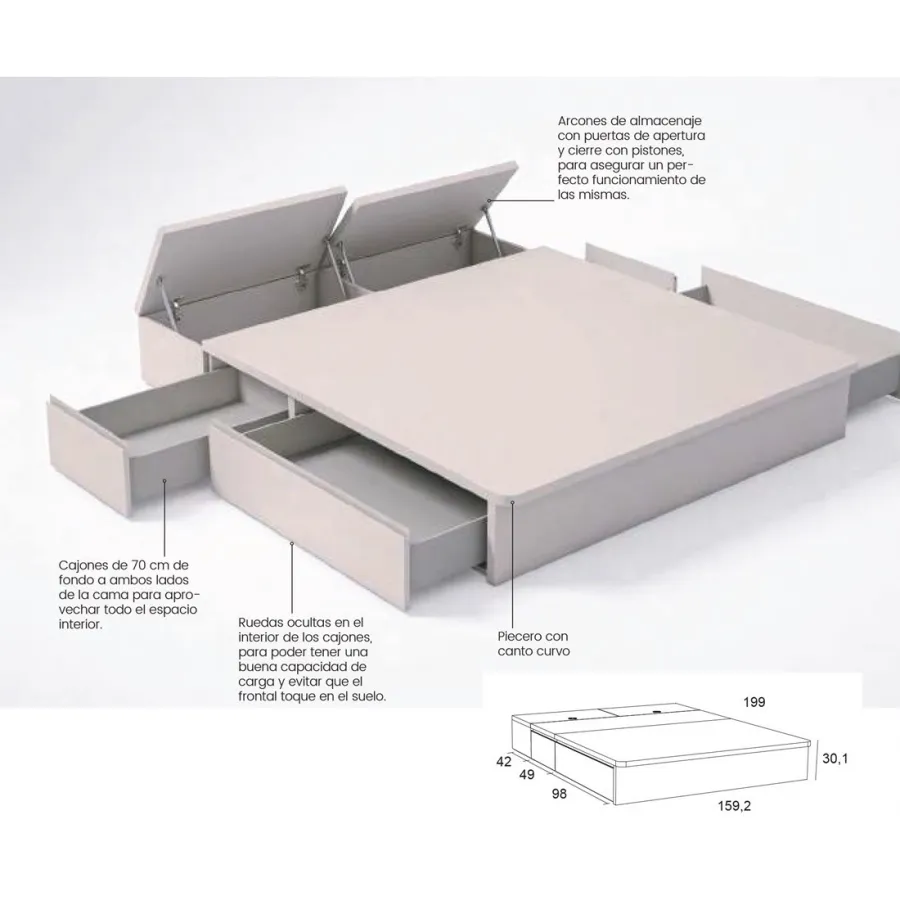 Cama con cajones luxe