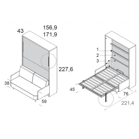 Cama abatible vertical con sofá f43
