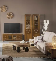 MUEBLE TV FLASH 4 CAJONES 2 PUERTAS en madera mindi