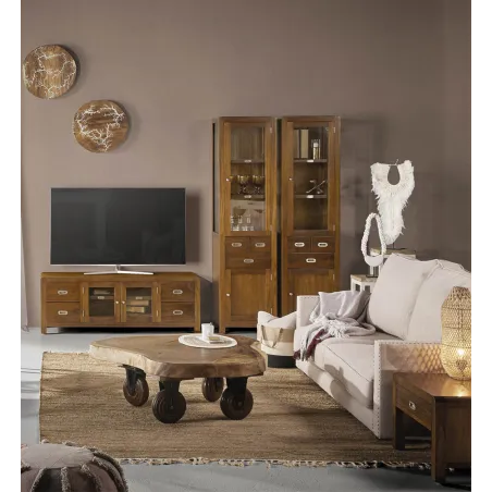 MUEBLE TV FLASH 4 CAJONES 2 PUERTAS en madera mindi