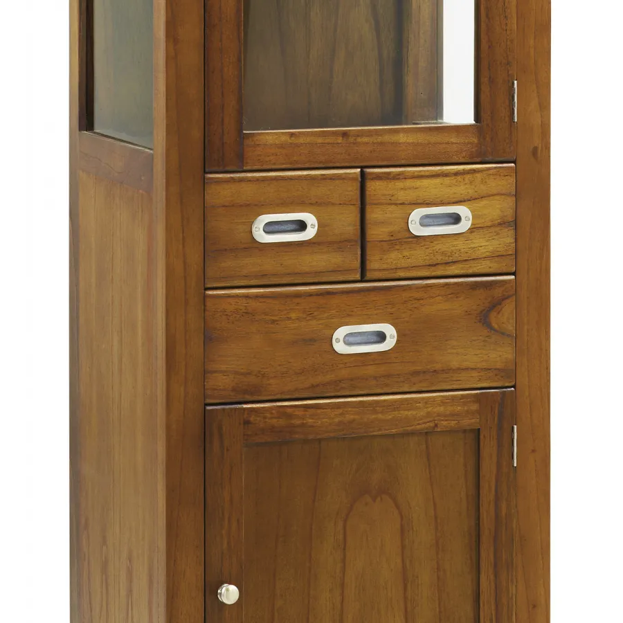 VITRINA FLASH 3 CAJONES 2 PUERTAS 2 ESTANTES en madera mindi