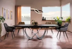Mesa de comedor extensible porcelánico negro Infinity