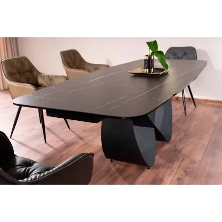 Mesa de comedor extensible porcelánico negro Infinity